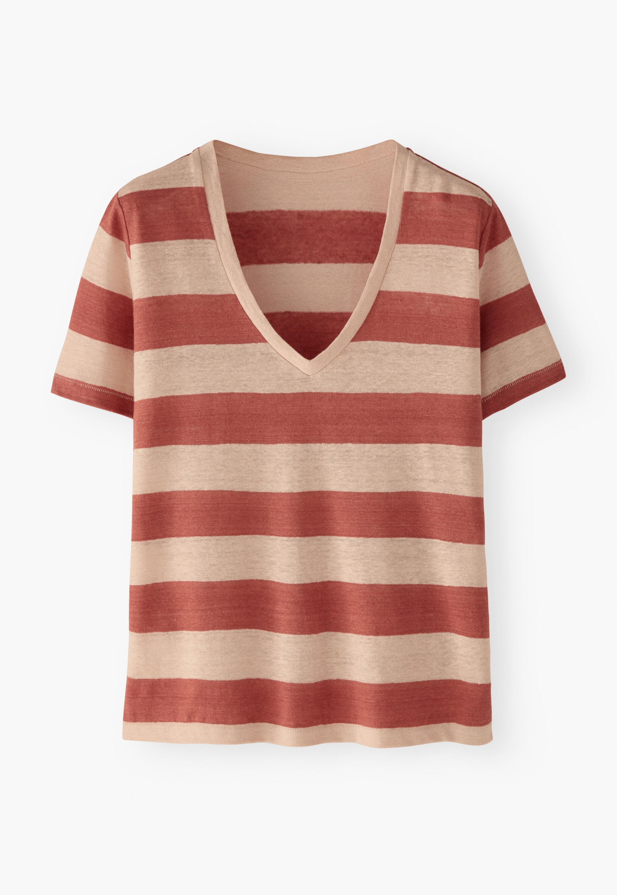 Streifen-T-Shirt mit V-Ausschnitt