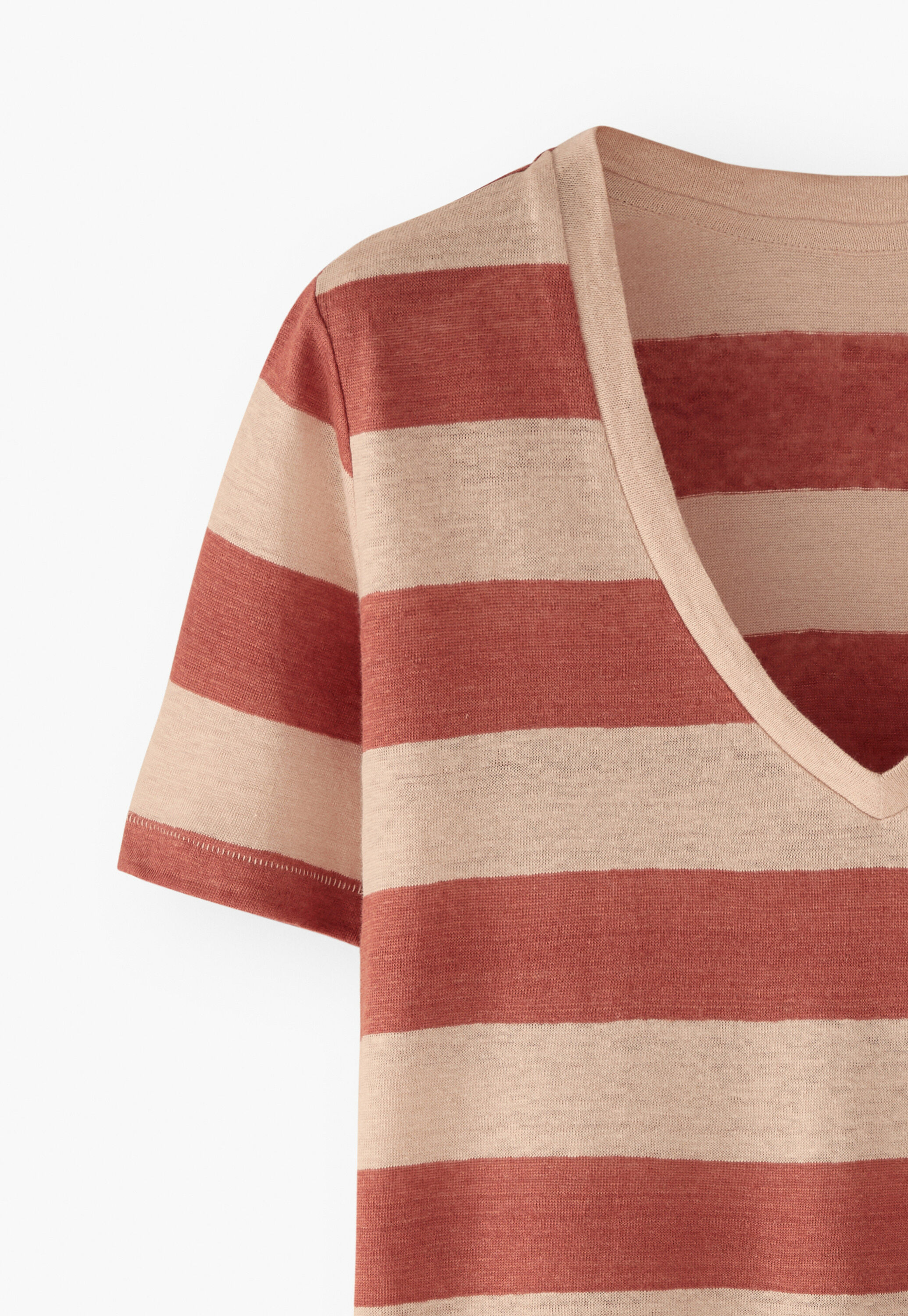 Streifen-T-Shirt mit V-Ausschnitt