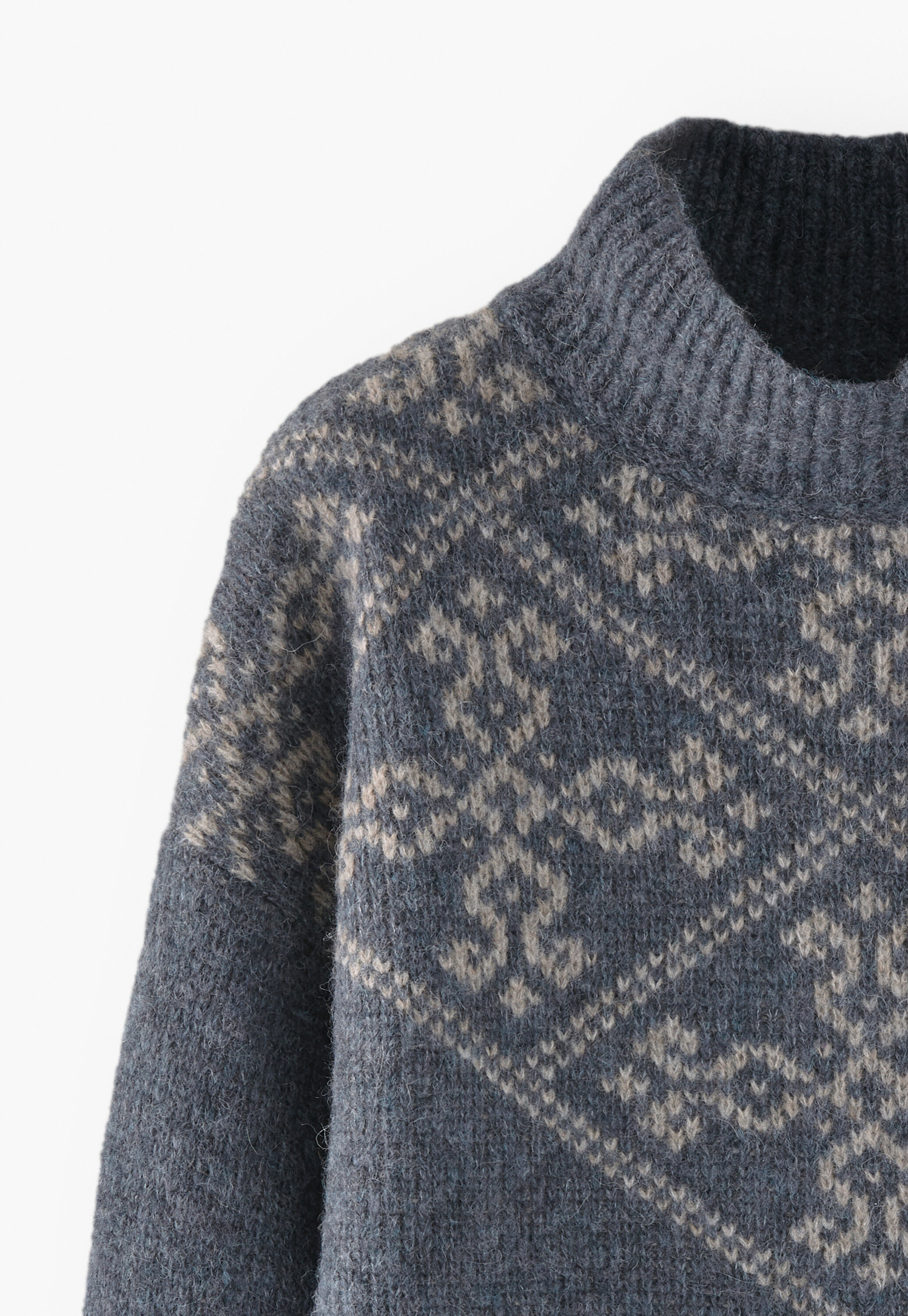 Jacquard-Pullover, Blauer Schiefer/Nerz, large