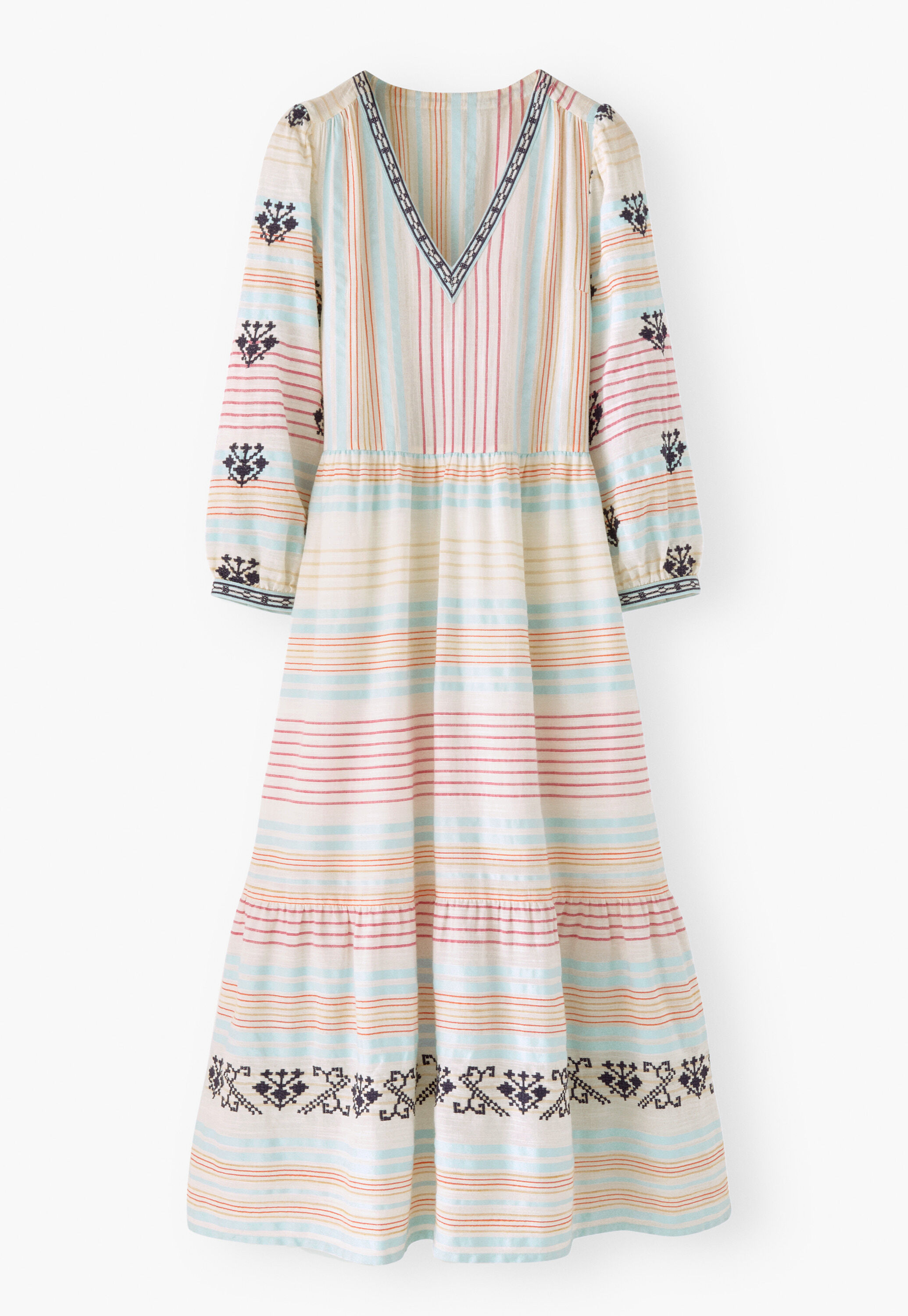 Besticktes Streifenkleid