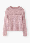 Spitzenmuster-Pullover, Zartes Fliederrosa, webstill