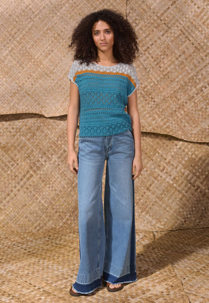 Pullover im H&auml;kelmuster, Cerulean Ocker, completeTheLook