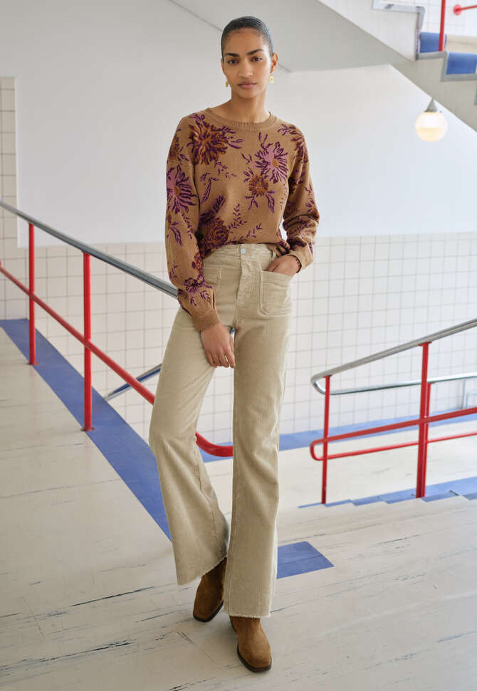 Jacquard-Pullover, Karamell/Orchidee, completeTheLook