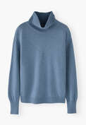 Pullover mit hohem Kragen, Zartes Denimblau, webstill
