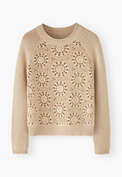 H&auml;kelpullover, Ecru, webstill