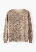 Pullover mit Print, Mandel/Kaffee, webstill