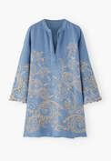 Cutwork-Kleid, Helles Ultramarin, webstill