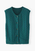 &Auml;rmelloser Pullover mit Korbmuster, Aquamarin, webstill