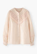 Chambray-Bluse mit Biesen, Perle, webstill