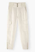 Cargohose, Elfenbein, webstill