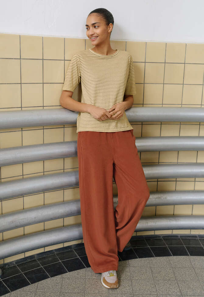 Gestreiftes T-Shirt, Warmes Steingrau, completeTheLook