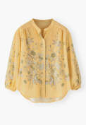 Bedruckte Boyfriend-Bluse, Zitrone/Khaki, webstill