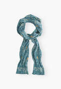 Bedruckter Schal, Aquamarin/Honig, webstill
