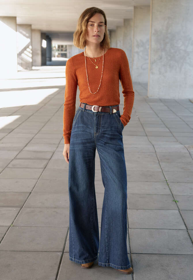 Pullover im Spitzenmuster, Flammendes Orange, completeTheLook