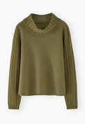 Pullover mit Strickmusterdetails, Oliv, webstill