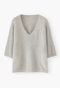 Pullover mit V-Ausschnitt, Hellgrau, webstill