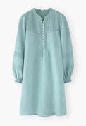 Kleid mit Biesen, Blasses Ozeanblau, webstill