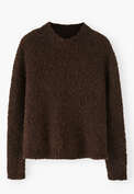 Pullover mit Rundhalsausschnitt, Dunkle Schokolade, webstill