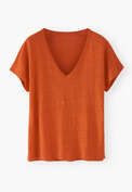 V-Ausschnitt-T-Shirt, Flammendes Orange, webstill
