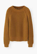 Raglanpullover, Goldbraun, webstill