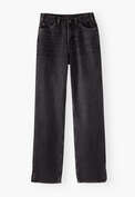Jeans mit geschlitztem Saum, Gewaschenes Schwarz, webstill