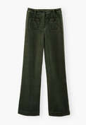 Samthose mit weitem Bein, Khaki, webstill