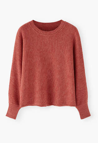 Perlmuster-Pullover, Zartes Rot, webstill