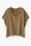 Fischgr&auml;t-Kapuzenponcho, Khaki, webstill