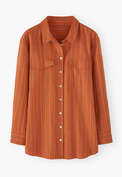 Gestreifte Bluse, Gebranntes Orange, webstill
