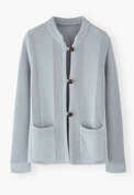 Gestrickte Jacke, Kreideblau, webstill