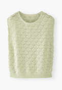 &Auml;rmelloser Musterpullover, Blasses Mint, webstill