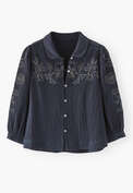 Bestickte Bluse, Mitternacht, webstill