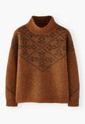 Jacquard-Pullover, Kupfer/Kaffee, webstill