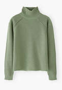 Gerippter Rollkragenpullover, Rauchiges Salbei, webstill