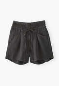 Hoch taillierte Shorts, Kohlschwarz, webstill