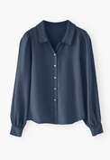 Bluse mit Ziern&auml;hten, Indigo, webstill