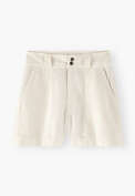 Kontraststoff-Shorts, Elfenbein, webstill
