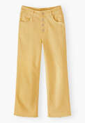 Jeans mit geradem Bein und ausgelassenem Saum, Zartes Honiggelb, webstill