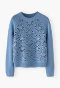 H&auml;kelpullover, Blaue Kornblume, webstill