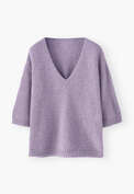 Pullover mit V-Ausschnitt, Heidekraut, webstill
