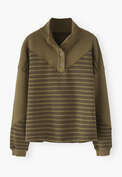 Sweatshirt mit Streifen, Dunkles Oliv, webstill
