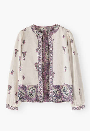 Bedruckte Wendejacke, Elfenbein/Mauve, webstill