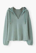Texturiertes Streifen-Hoodie, Meerschaum/Kreide, webstill