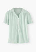 Jersey-Oberteil mit Kragen, Mint, webstill