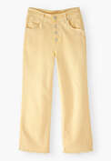 Jeans mit geradem Bein und ausgelassenem Saum, Warmes Zitronengelb, webstill