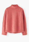 Zopfmuster-Pullover, Bonbonpink, webstill
