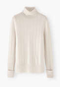 Rollkragenpullover, Elfenbein, webstill