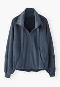 Sweatshirt mit Trichterkragen, Dunkles Denimblau, webstill