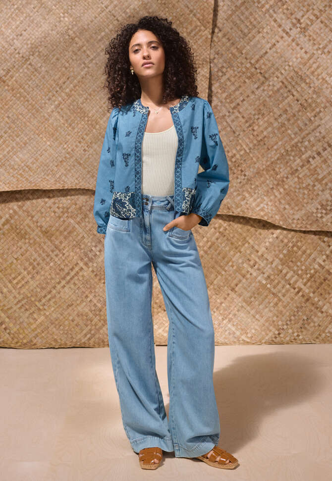 Flie&szlig;ende Jeans mit weitem Bein, Pazifik Mittlere Waschung, completeTheLook