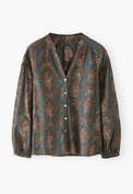Bluse mit Print, Mitternacht/Rost, webstill